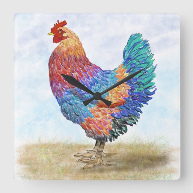 French Country Rooster Acrylic Wall Clock (Front)
