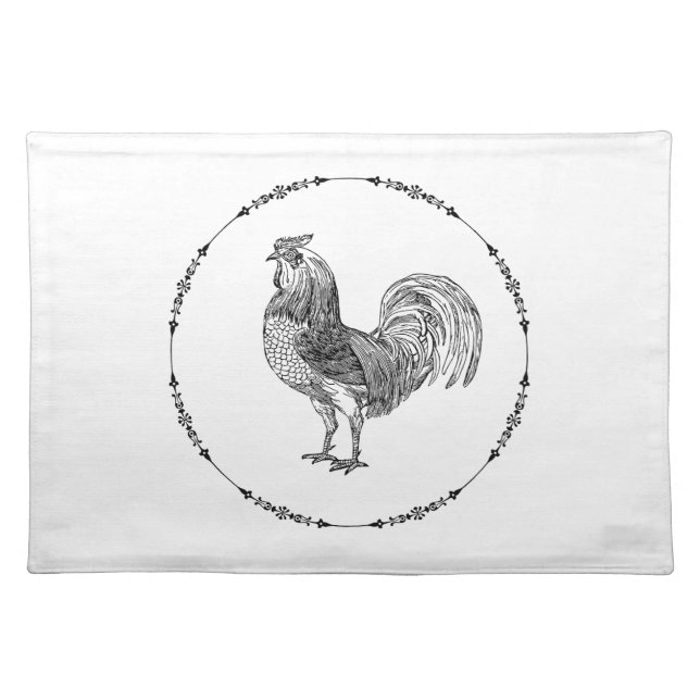 French Country Rooster Cloth Placemat (Front)