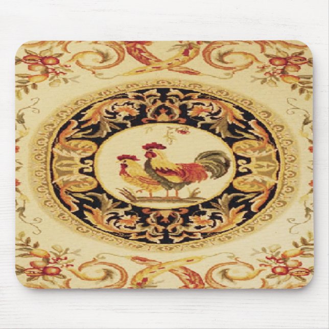 French Country Rooster & Hen Design Mouse Pad (Front)