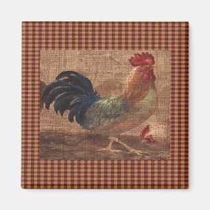 French Country Rooster/Hen Fridge Magnet