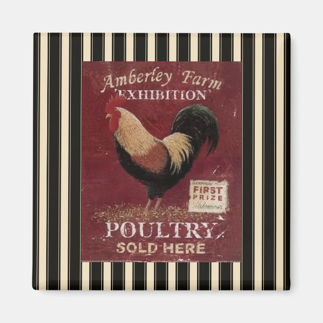 French Country Rooster Poultry Fridge Magnet (Front)