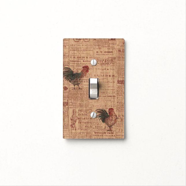 French Country Roosters Light Switch Cover (In Situ)
