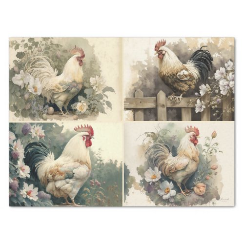 French Country Roosters  Tissue Paper