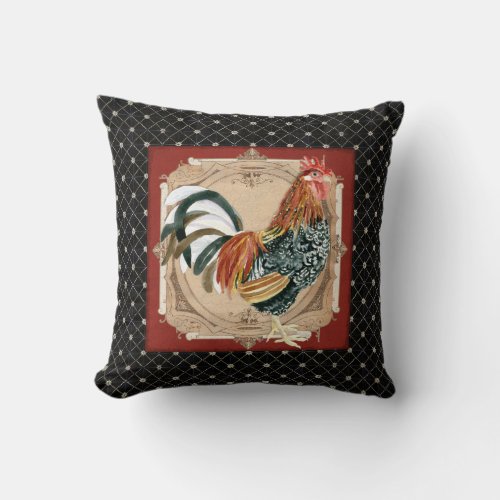 French Country Roosters Vintage Antique Home Decor Throw Pillow