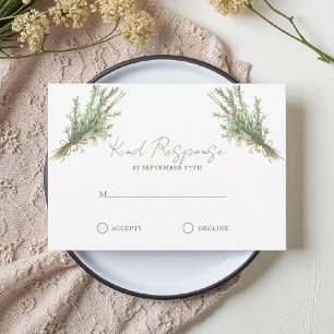 French Country Rosemary Sprigs with Twine RSVP Card
