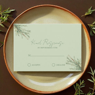 French Country Rosemary Sprigs with Twine RSVP Card