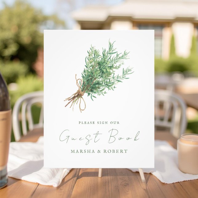 French Country Rosemary Wedding Guest Book Sign (Creator Uploaded)