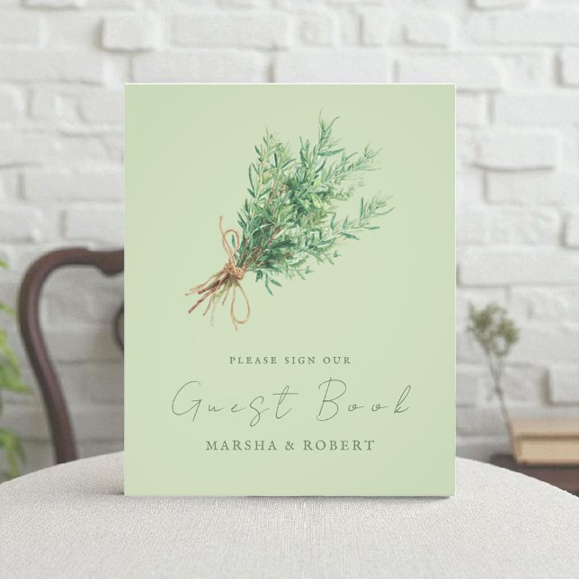 French Country Rosemary Wedding Guest Book Sign (Creator Uploaded)