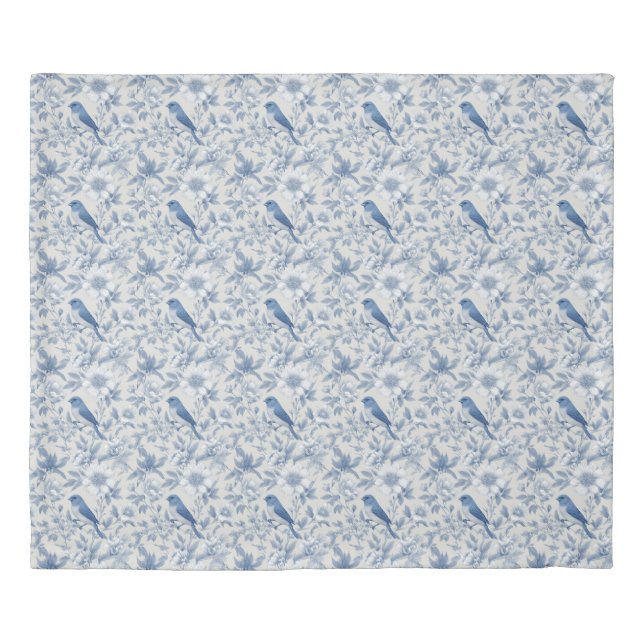 French Country Seaside Bluebird In Garden Duvet Cover (Front)