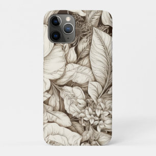 French Country Sepia Floral Botanical Cream iPhone 11 Pro Case