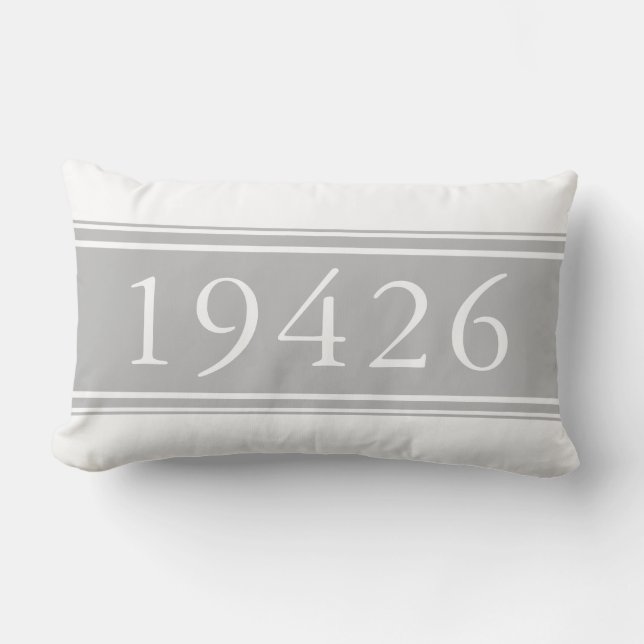 French Country Stripes Personalized Zip Code Lumbar Pillow (Front)