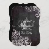 french country teapot chalkboard tea party invitation (Front/Back)