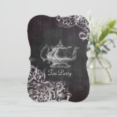 french country teapot chalkboard tea party invitation (Standing Front)