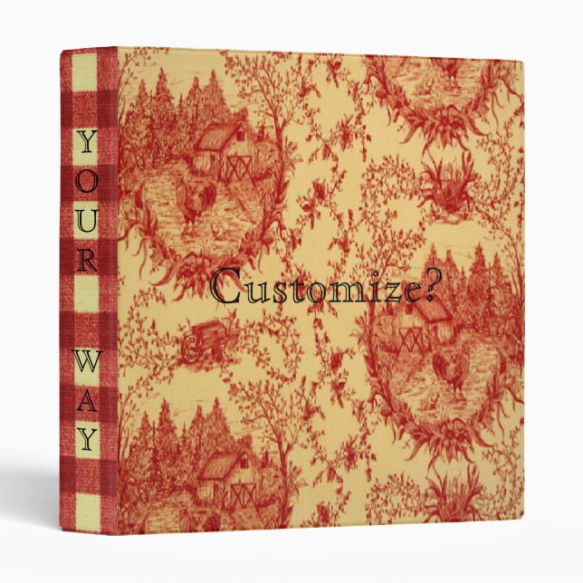 French Country Toile Barnyard Roosters Binder (Front/Spine)