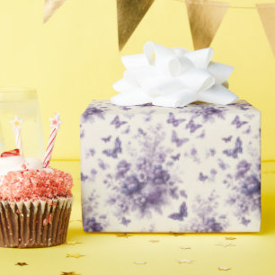 French Country Toile Fleurie Purple Butterflies Wrapping Paper
