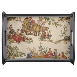 French Country Toile Multi Shades Serving Tray
