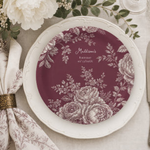 French Country Toile Paper Plates