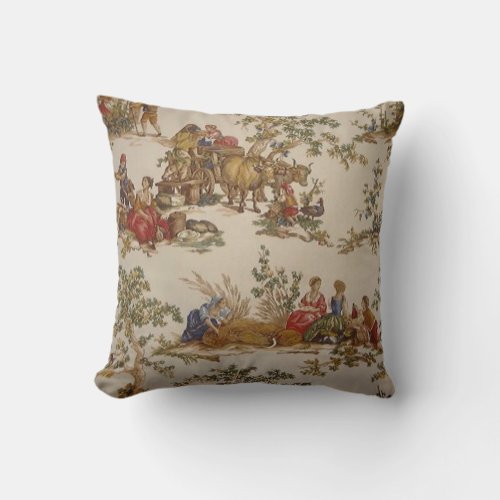 French Country Toile Print MoJo Throw Pillow