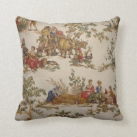 French Country Toile Print MoJo Throw Pillow