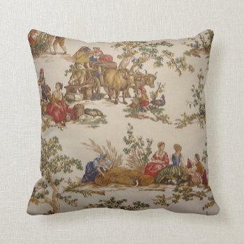 French Country Toile Print Mojo Throw Pillow by Vintage_Victorican at Zazzle