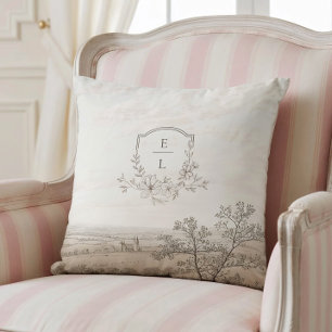 French Country Toile Wedding Personalized Throw Pillow