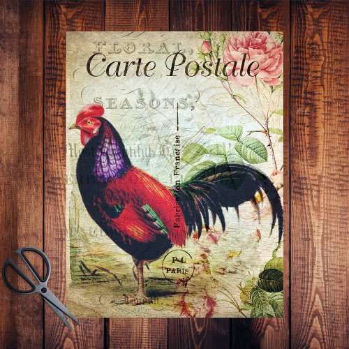 French Country Vibrant Red Rooster Tissue Paper