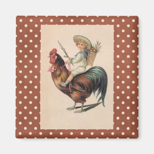 French Country Victorian Rooster Fridge Magnet