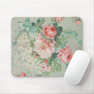 French Country Vintage Antique Cabbage Roses Mouse Pad