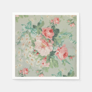 French Country Vintage Antique Cabbage Roses Napkins