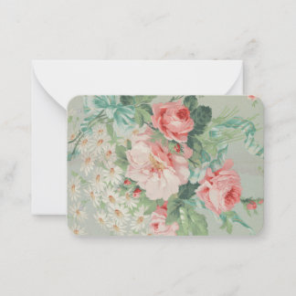 French Country Vintage Antique Cabbage Roses Note Card