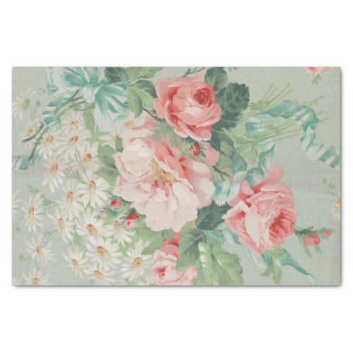 French Country Vintage Antique Cabbage Roses Tissue Paper
