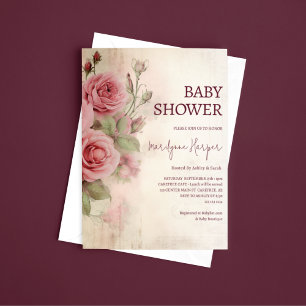 French Country Vintage Roses Baby Shower Invitation