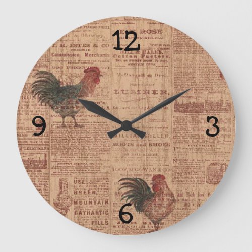 French Country Wallpaper Roosters Print Clock