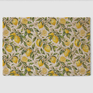 French Country Watercolor Lemon Botanical Pattern Fiber Doormat