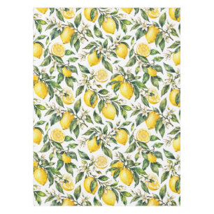 French Country Watercolor Lemon Botanical Pattern Tablecloth