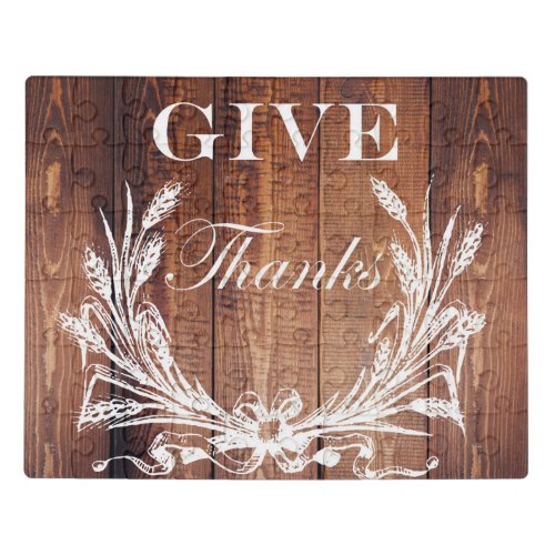 french country wheat wreath rustic give thanks jigsaw puzzle