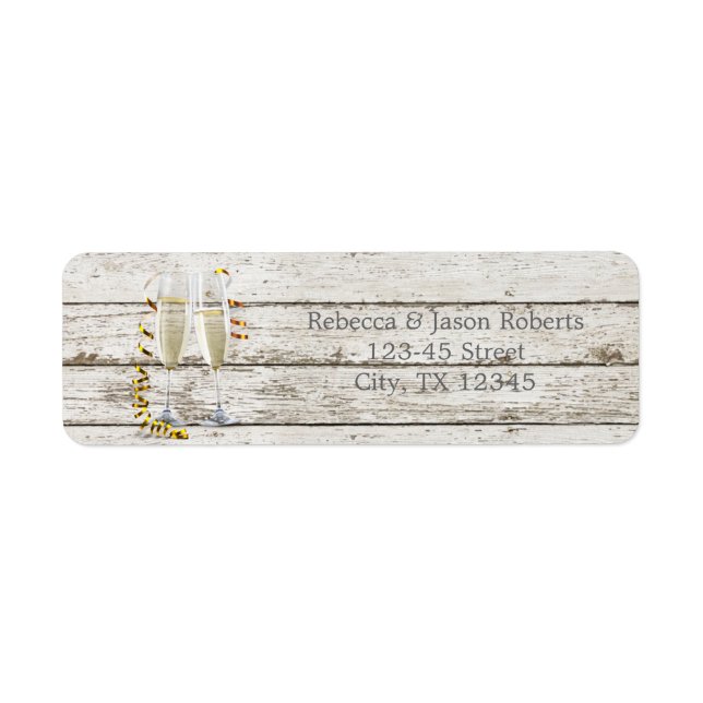french country whitewashed wood champagne flutes label (Front)