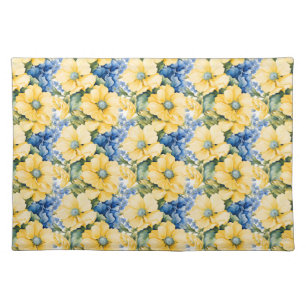 French Country Yellow and Blue Flowers Cloth Placemat