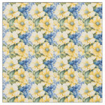 French Country Yellow and Blue Flowers Fabric