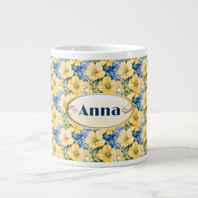 French Country Yellow and Blue Flowers Mug (Front)