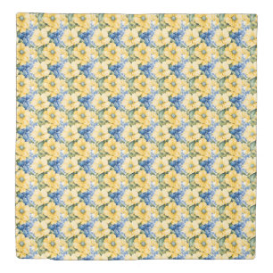 French Country Yellow & Blue Flowers Duvet Cover