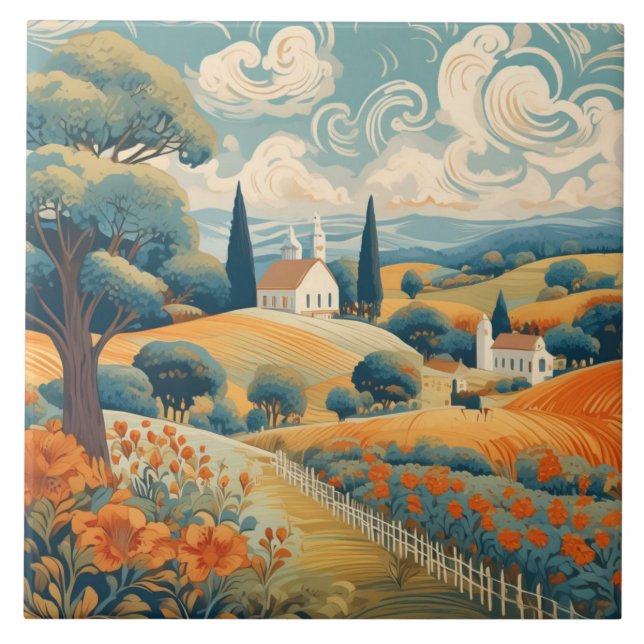 French Countryside Ceramic Tile (Front)