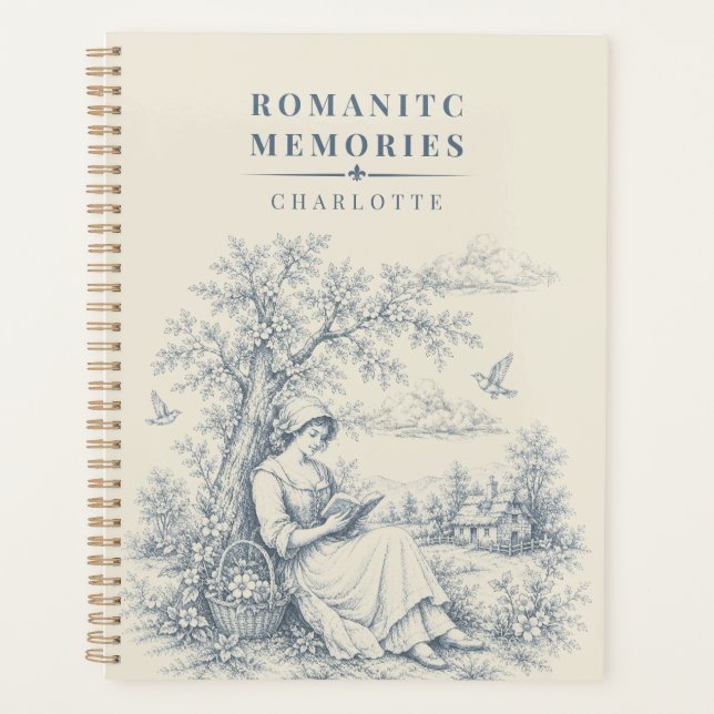 French Countryside Reading Lady Personalized Planner (Front)