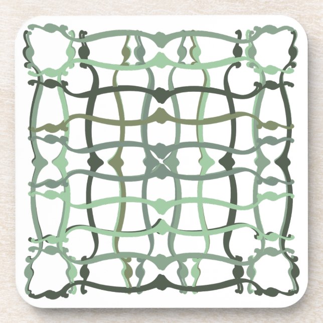 French countryside sage green tile beverage coaster (Front)