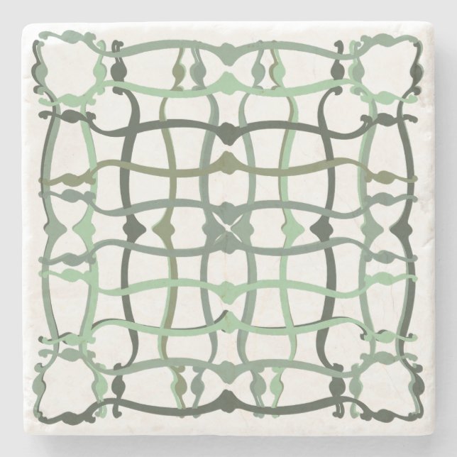 French countryside sage green tile stone coaster (Front)