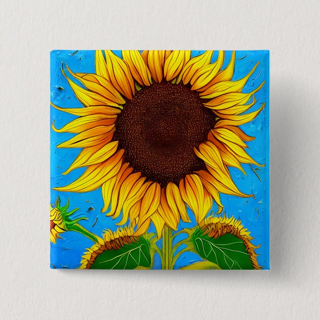French Countryside Sunflower Button (Front)