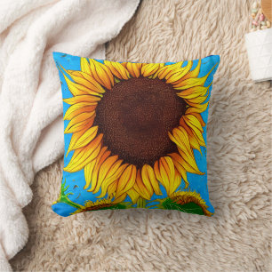 French Countryside Sunflower Throw Pillow