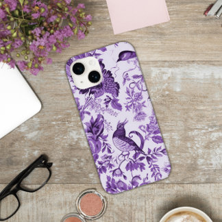 French Countryside Toile de Jouy Purple Case-Mate iPhone 14 Case