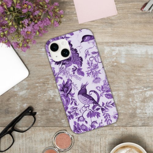 French Countryside Toile de Jouy Purple Case_Mate iPhone 14 Case