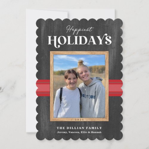 French County Chalkboard and Wood Photo Holiday Card